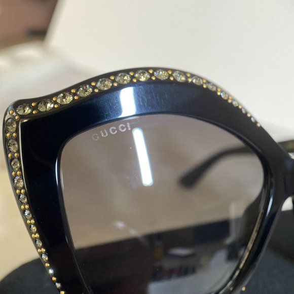 GUCCI 53MM Swarovski Clear Crystal Embellished Oversize Cat Eye Sunglasses - Picture 11 of 12